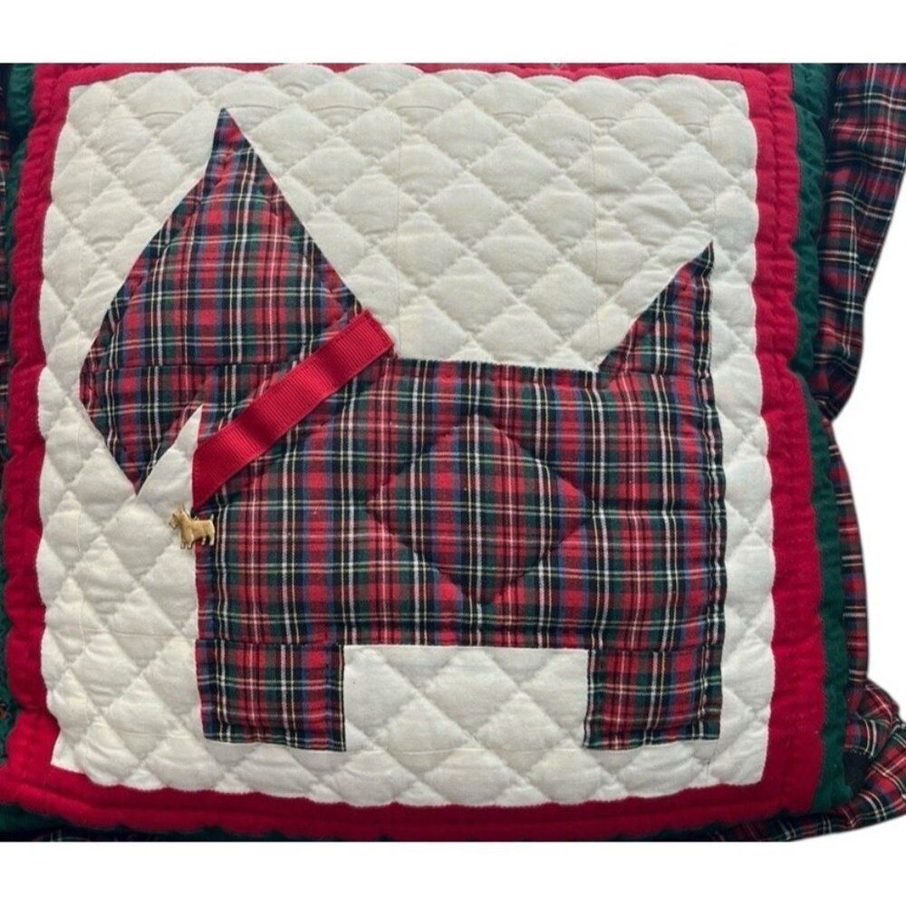 Large Quilted Scottish Terrier Plaid Throw Pillow Scottie Dog Charm 19 x 19